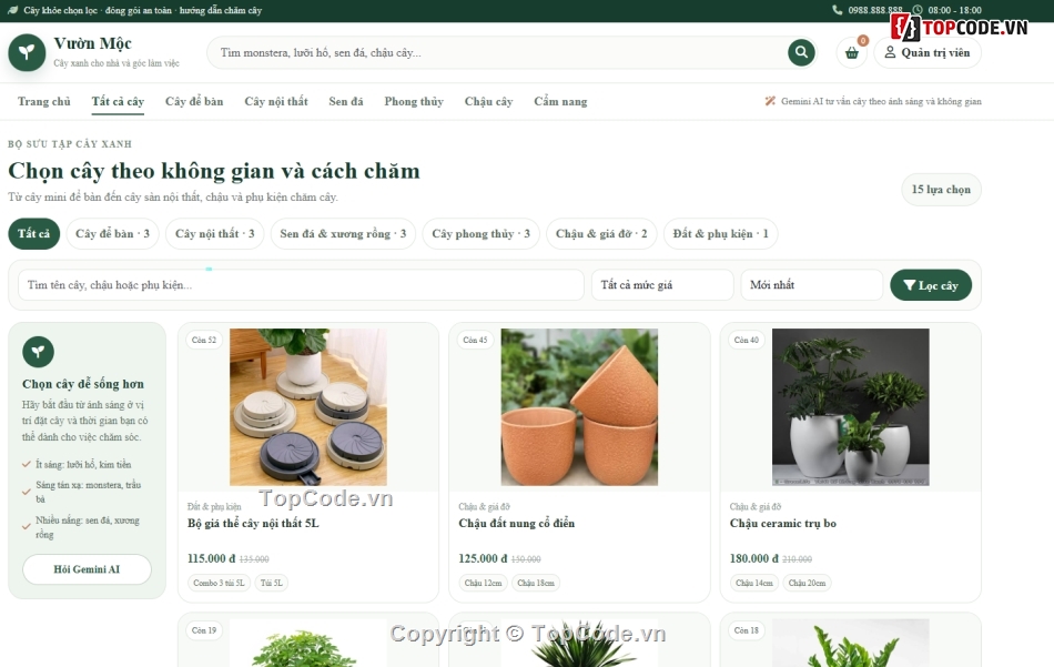 website,web bán cây,AI